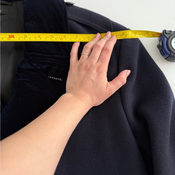 Tom Ford Mens Wool Felt Officer Pea Coat Jacket Navy IT 52 US 42 L Velour Collar - Picture 4 of 16